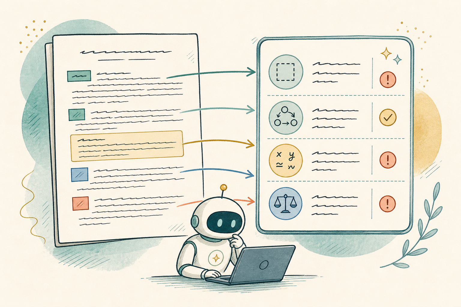 Illustration of Codex turning a LaTeX draft into a structural review checklist