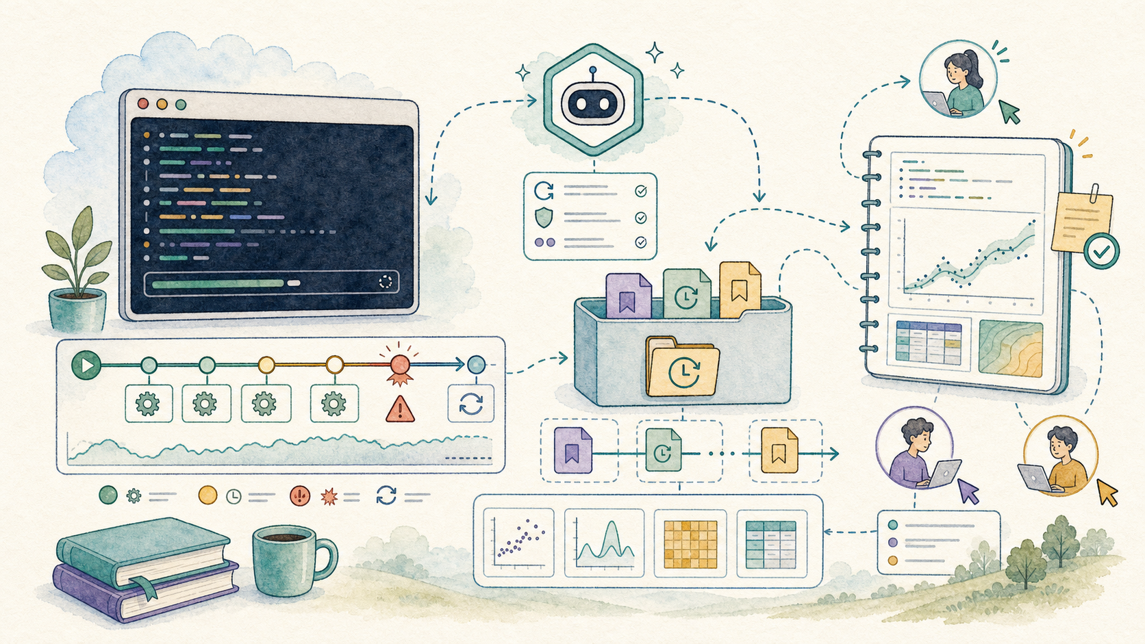 Illustrated workflow for managing long-running research computations